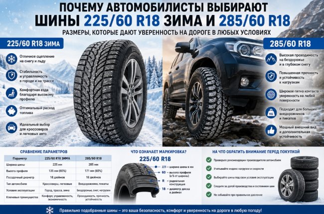 ������ ������������� �������� ���� 225/60 R18 ���� � 285/60 R18